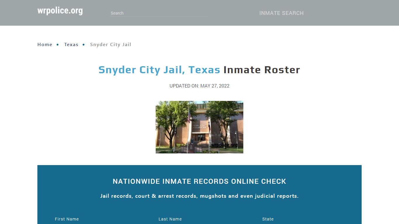 Snyder City Jail, Texas Inmate Roster - wrpolice.org